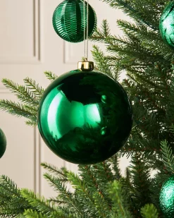 WeRChristmas Christmas Green Large Gloss Shatterproof Bauble, 15 Cm