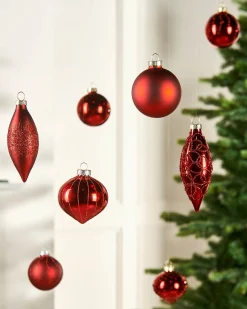 WeRChristmas Christmas Red Glass Baubles, 20 Pack