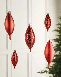 WeRChristmas Christmas Red Glass Baubles, 5 Pack, 15 Cm