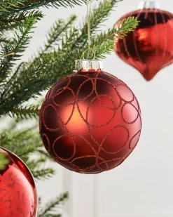 WeRChristmas Christmas Red Glass Baubles, 6 Pack, 10 Cm