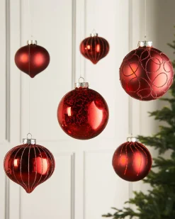 WeRChristmas Christmas Red Glass Baubles, 6 Pack, 10 Cm