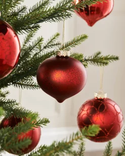 WeRChristmas Christmas Red Glass Baubles, 6 Pack, 10 Cm