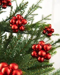 WeRChristmas Christmas Red Glass Berry Cluster Baubles, 10 Pack