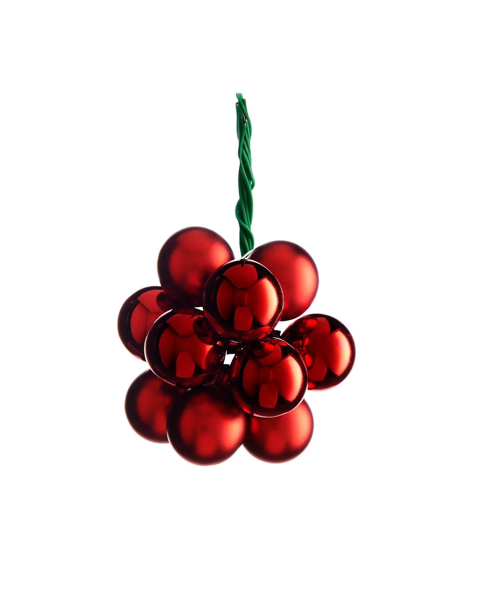 WeRChristmas Christmas Red Glass Berry Cluster Baubles, 10 Pack