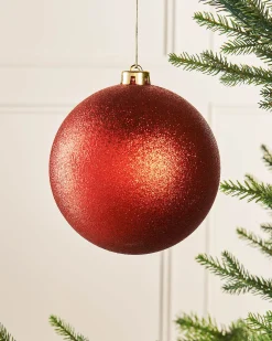WeRChristmas Christmas Red Large Glitter Shatterproof Bauble, 15 Cm