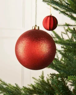 WeRChristmas Christmas Red Large Glitter Shatterproof Bauble, 15 Cm