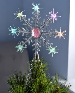 WeRChristmas Colour Changing Snowflake Christmas Tree Topper, 29 Cm