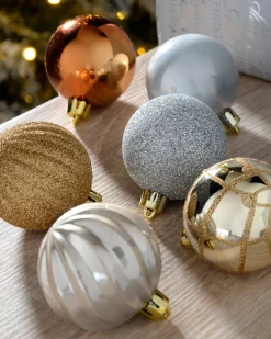 WeRChristmas Copper/Champagne Shatterproof Baubles, 48 Pack