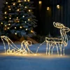 WeRChristmas 3D Reindeer With Sleigh Rope Light Silhouette, 120 Cm