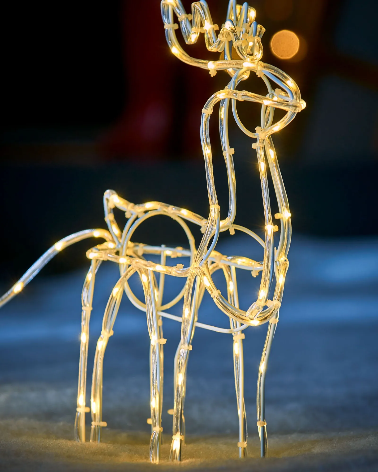 WeRChristmas 3D Reindeer With Sleigh Rope Light Silhouette, 120 Cm