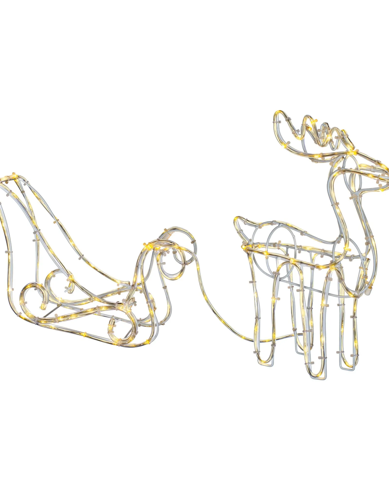 WeRChristmas 3D Reindeer With Sleigh Rope Light Silhouette, 120 Cm