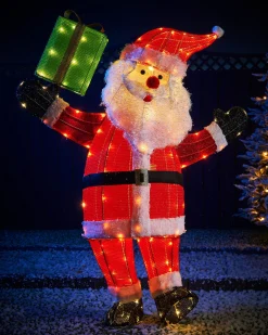 WeRChristmas 3D Tinsel Santa With Gift Box Silhouette