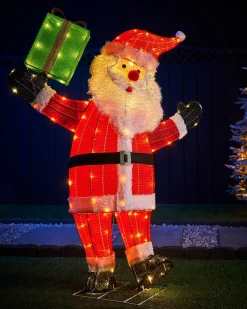 WeRChristmas 3D Tinsel Santa With Gift Box Silhouette