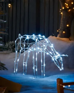 WeRChristmas 3D Twinkling Grazing Reindeer Silhouette, White, 68 Cm