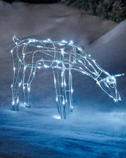 WeRChristmas 3D Twinkling Grazing Reindeer Silhouette, White, 68 Cm