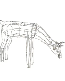 WeRChristmas 3D Twinkling Grazing Reindeer Silhouette, White, 68 Cm