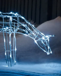 WeRChristmas 3D Twinkling Grazing Reindeer Silhouette, White, 68 Cm