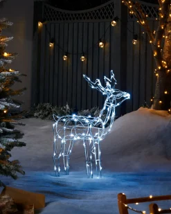 WeRChristmas 3D Twinkling Standing Reindeer Silhouette, White, 78 Cm
