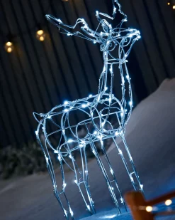 WeRChristmas 3D Twinkling Standing Reindeer Silhouette, White, 78 Cm