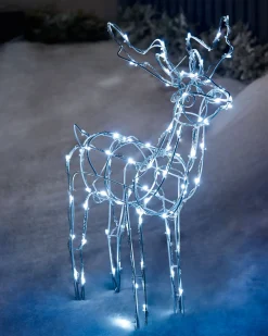 WeRChristmas 3D Twinkling Standing Reindeer Silhouette, White, 78 Cm