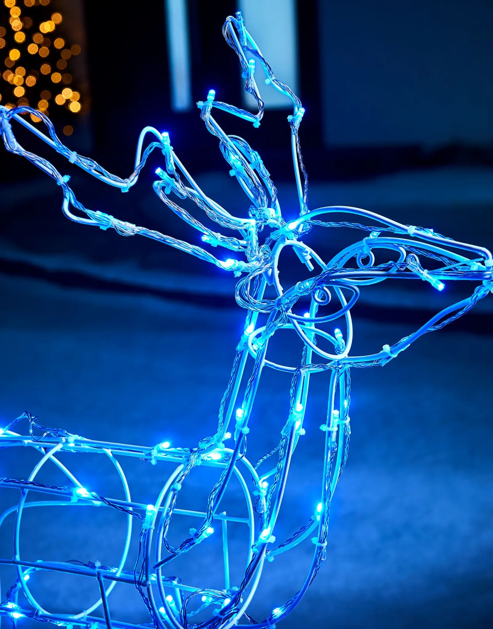 WeRChristmas 3D Twinkling Standing Reindeer Silhouette, Blue, 78 Cm