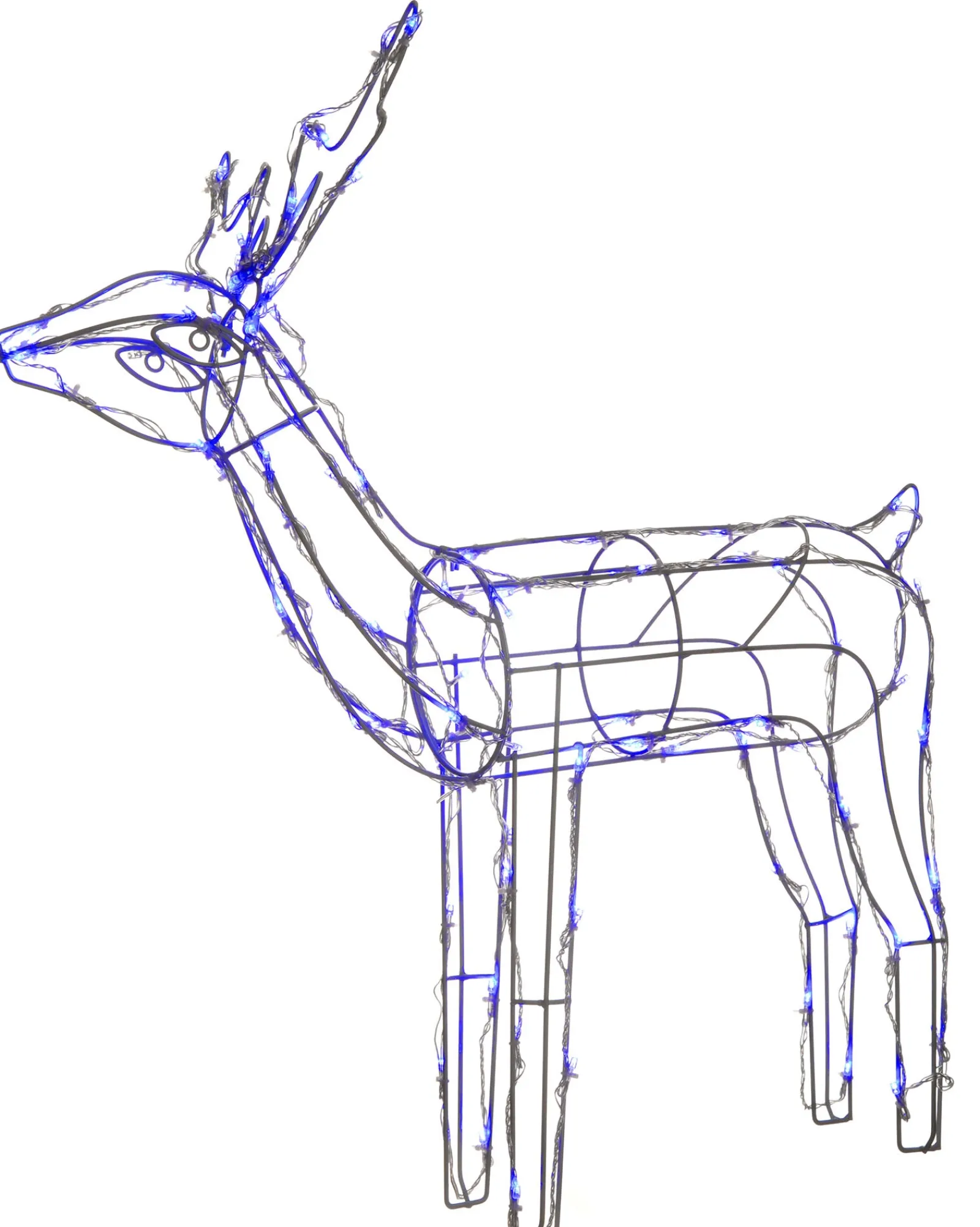 WeRChristmas 3D Twinkling Standing Reindeer Silhouette, Blue, 78 Cm