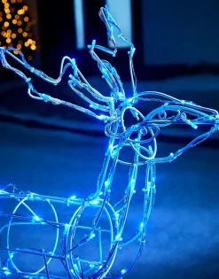 WeRChristmas 3D Twinkling Standing Reindeer Silhouette, Blue, 78 Cm