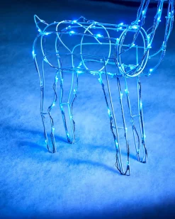 WeRChristmas 3D Twinkling Standing Reindeer Silhouette, Blue, 78 Cm
