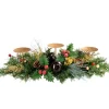 WeRChristmas Decorated Table Centre Piece Garland Candle Holder - Red/ Gold, 3 Pillar