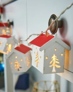 WeRChristmas Decorative Wooden House LED Lights String, 1.8 M