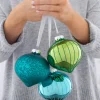 WeRChristmas Emerald Green Glass Baubles, 3 Pack, 11 Cm