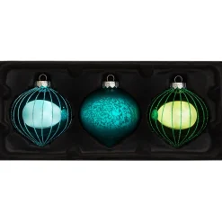 WeRChristmas Emerald Green Glass Baubles, 3 Pack, 11 Cm