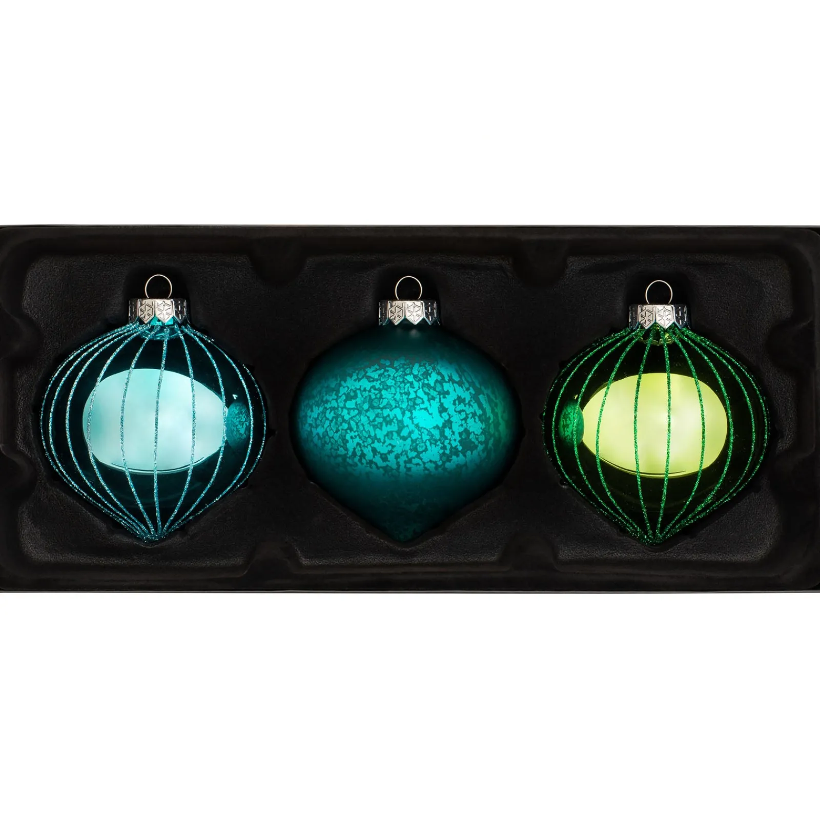 WeRChristmas Emerald Green Glass Baubles, 3 Pack, 11 Cm