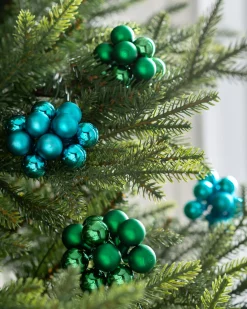 WeRChristmas Emerald Green Glass Berry Cluster Baubles, 5 Pack