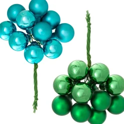 WeRChristmas Emerald Green Glass Berry Cluster Baubles, 5 Pack