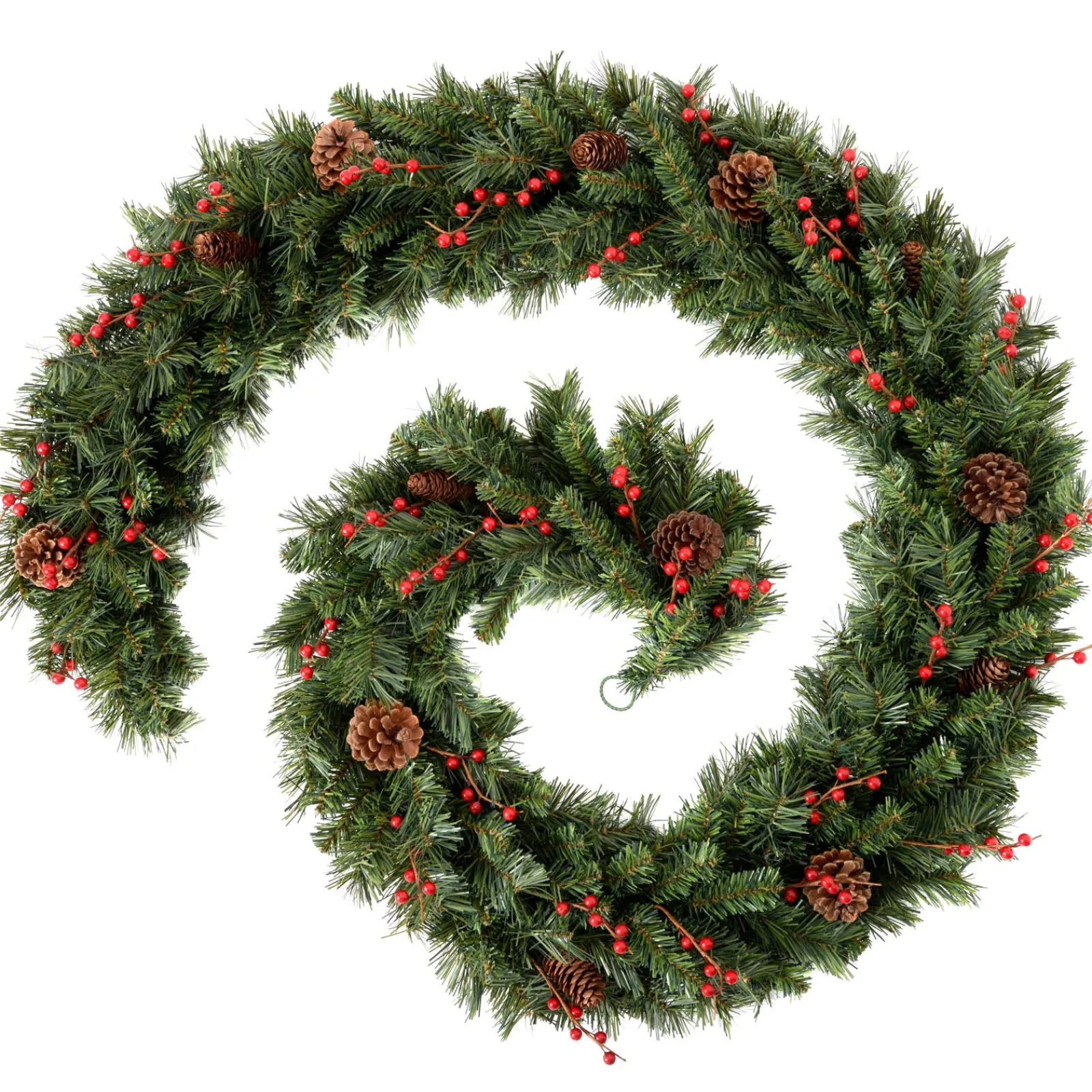 WeRChristmas Extra Thick Mixed Pine Garland, Pinecones & Berries, 9 Ft