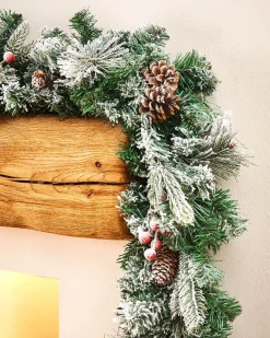 WeRChristmas Extra Thick Mixed Pine Snow Flocked Garland, 9 Ft