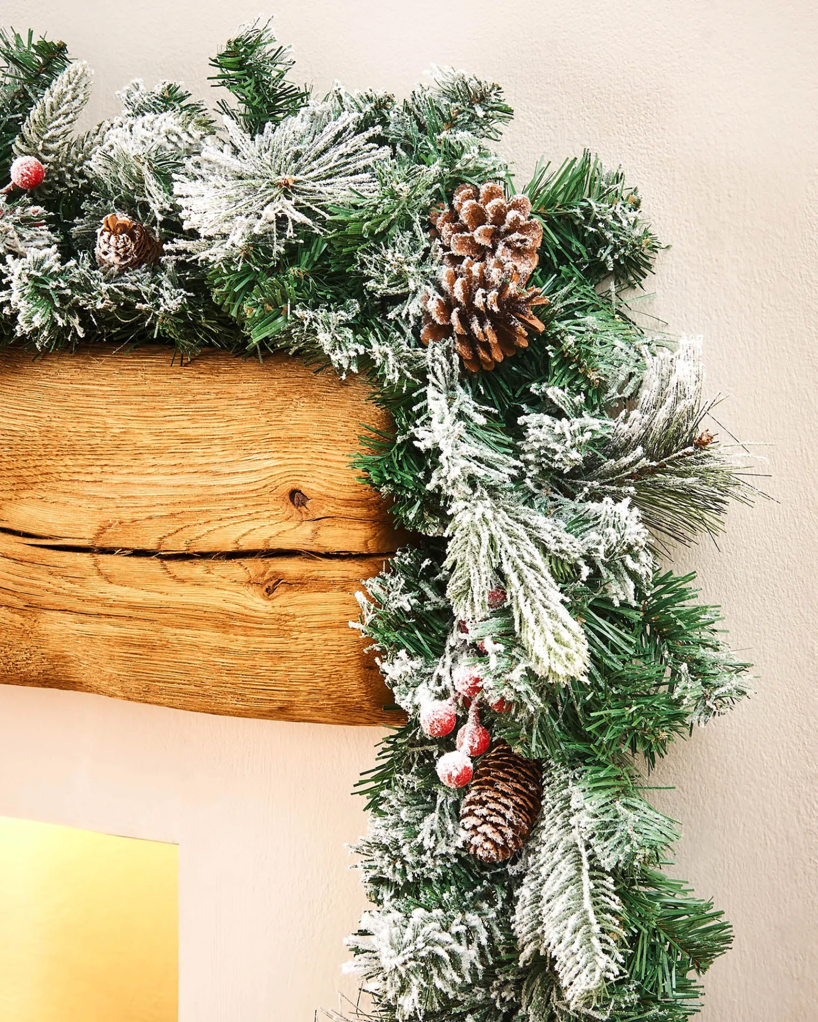WeRChristmas Extra Thick Mixed Pine Snow Flocked Garland, 9 Ft