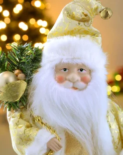 WeRChristmas Father Christmas Tree Topper, Cream/Gold, 30 Cm