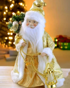 WeRChristmas Father Christmas Tree Topper, Cream/Gold, 30 Cm