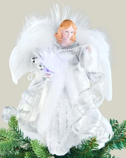WeRChristmas Fibre Optic Angel Christmas Tree Topper, Silver/White, 25 Cm
