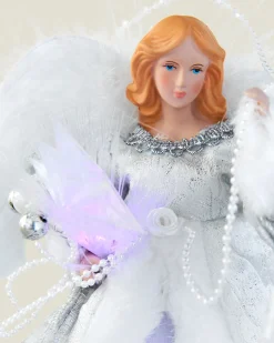 WeRChristmas Fibre Optic Angel Christmas Tree Topper, Silver/White, 25 Cm