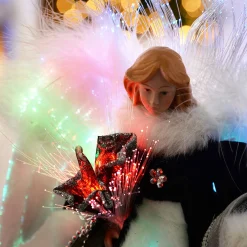WeRChristmas Fibre Optic Angel Christmas Tree Topper, Black/Silver, 25 Cm