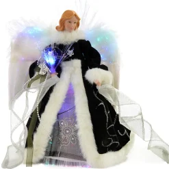 WeRChristmas Fibre Optic Angel Christmas Tree Topper, Black/Silver, 25 Cm