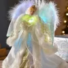 WeRChristmas Fibre Optic Angel Christmas Tree Topper, Cream/Gold, 25 Cm