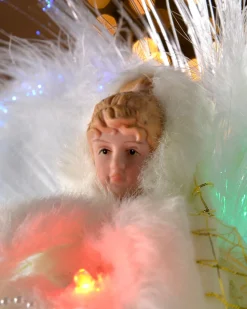 WeRChristmas Fibre Optic Angel Christmas Tree Topper, Cream/Gold, 25 Cm