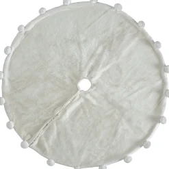 WeRChristmas Fur Pom Pom Tree Skirt, Cream, 120 Cm