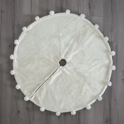 WeRChristmas Fur Pom Pom Tree Skirt, Cream, 120 Cm
