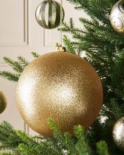 WeRChristmas Gold Large Glitter Shatterproof Bauble, 20 Cm