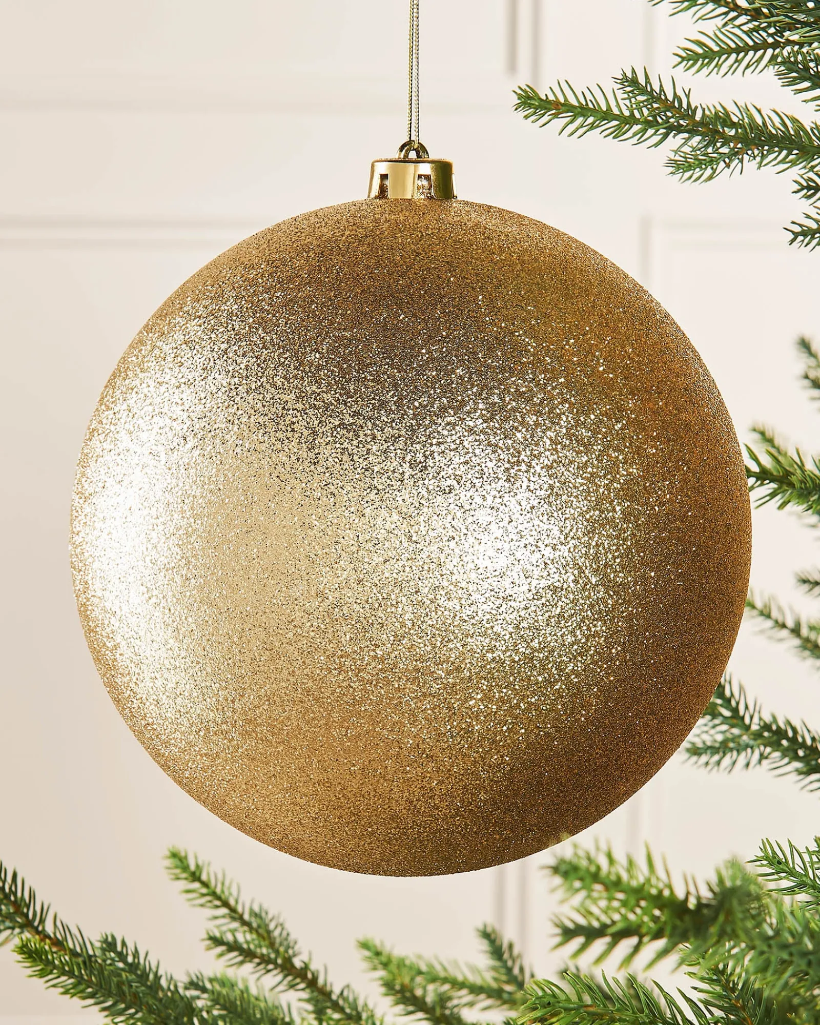 WeRChristmas Gold Large Glitter Shatterproof Bauble, 20 Cm